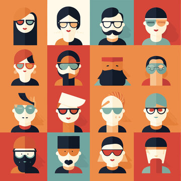 Users and Avatars Vector Line Icons. Teamwork, icons set persons collection