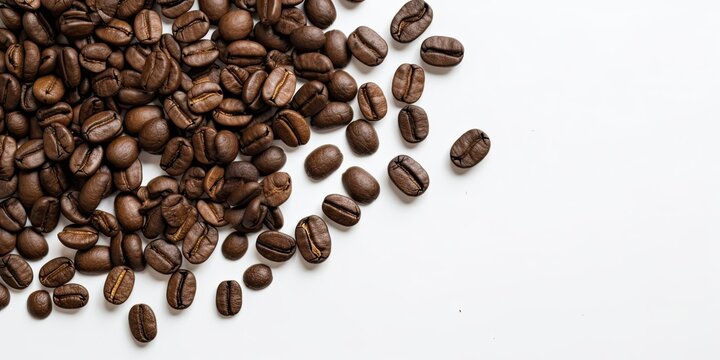 Coffee beans white background. Roasted coffee beans. Generative AI