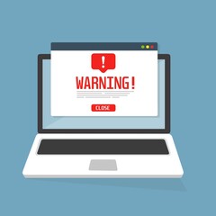 Avviso di notifica degli avvisi per laptop, spam, virus, errori Internet, trojan