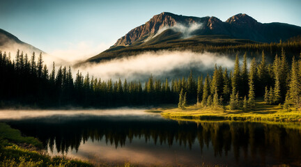 Fototapeta premium large mountain fully covered in trees and greenery
