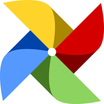 Colorful Pinwheel or Spinning Windmill without Stick Symbol Icon. Vector Image.