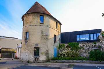 Crossbowmen's tower on the ancient ramparts of Meaux in the French department of Seine et Marne...