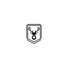 Deer and shield logo design template. Deer head logo icon isolated on white background