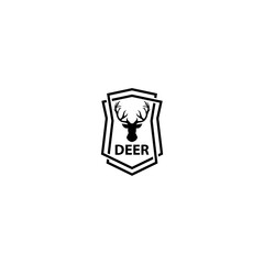 Deer and shield logo design template. Deer head logo icon isolated on white background
