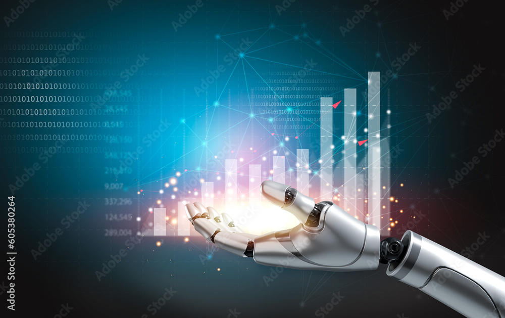 Poster artificial intelligence ai robot and cyborg development business intelligence dashboard big data dia