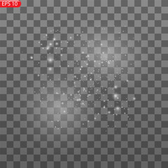 Vector realistic falling snowflakes or snow on transparent background.