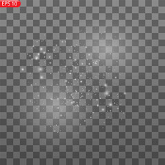 Vector realistic falling snowflakes or snow on transparent background.