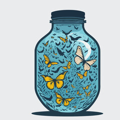 glass jar with butterfly
