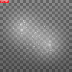 Vector realistic falling snowflakes or snow on transparent background.