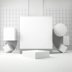 Empty podium with geometric shape. Modern background design, Generative AI