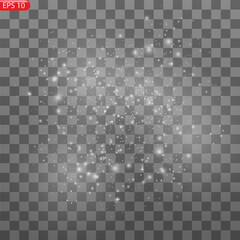 Vector realistic falling snowflakes or snow on transparent background.