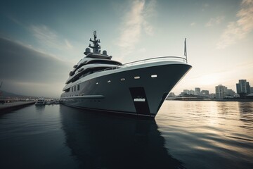 Fototapeta na wymiar High-end, lifelike 3D image of super yacht. Generative AI
