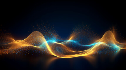 Abstract futuristic background with Gold blue glowing neon moving high speed wave lines and bokeh lights. Data transfer concept Fantastic wallpaper,