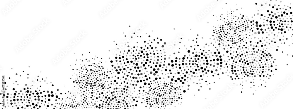 Aufkleber geometric halftone abstract background frame. vector texture of chaotic hexagons, particles, fragmen