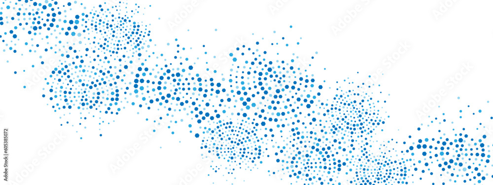 Poster geometric blue abstract background frame. vector texture of chaotic hexagons, particles, fragments. 