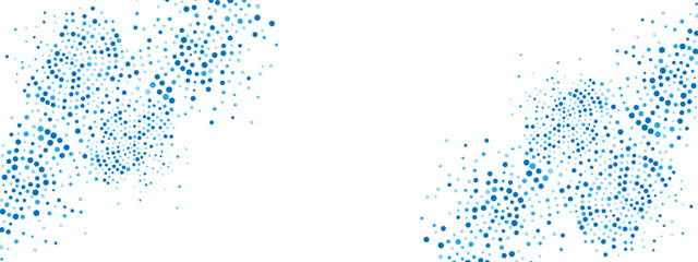 Geometric blue abstract background frame. Vector texture of chaotic hexagons, particles, fragments. A group of cells, an information grid. Poster for business, technology, medicine, presentations.