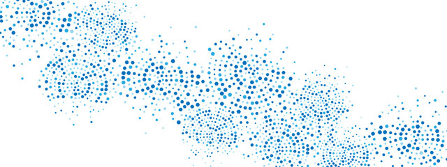 Geometric blue abstract background frame. Vector texture of chaotic hexagons, particles, fragments. A group of cells, an information grid. Poster for business, technology, medicine, presentations.