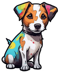 Funny colorful cute dog breed jack russell terrier. Isolated sticker