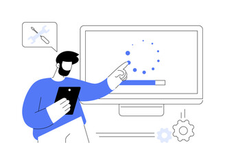 Remote troubleshooting abstract concept vector illustration.
