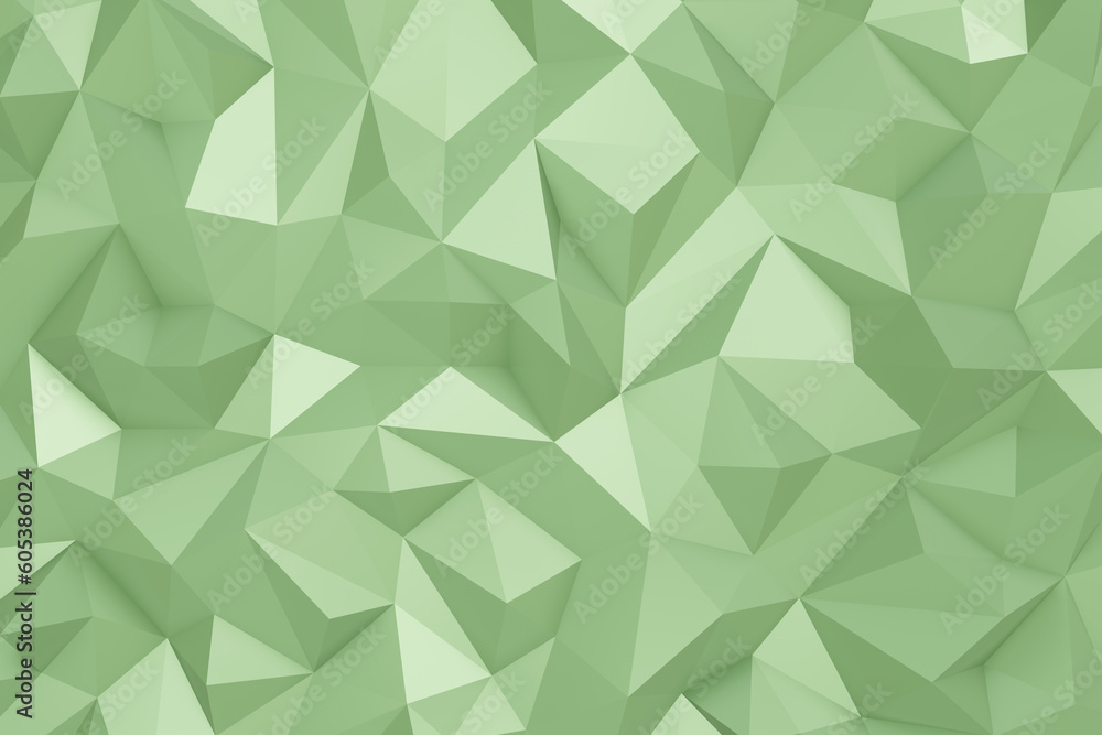 Poster 3d abstract minimalist green low polygon triangle for background. illustration 3d simple geometric m