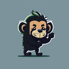 Cute Baboon Vector Logo Icon Sports Mascot flat vector illustration