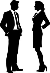 Silhouette of Businessman and Businesswoman Discussing Ideas silhouette 