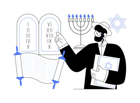 jewish man pointing at commandments, menorah clip art preview