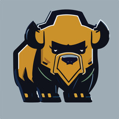 Cute Bison Vector Logo Icon Sports Mascot flat vector illustration