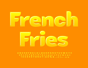 Vector creative Sign French Fries. Modern creative Font. Glossy Alphabet Letters and Numbers