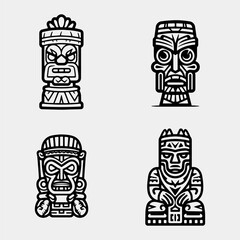 Tiki idols icon set. Simple set of tiki idols vector icons for web design isolated on white background