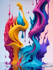 Colorful 3d liquid posters with abstract shapes splash