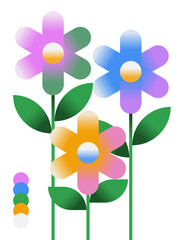 Trendy flower petals. Colorful flowers with grain texture