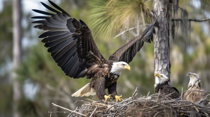 Eagle coming to its nest Generative AI