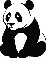 Giant Panda Logo Monochrome Design Style
