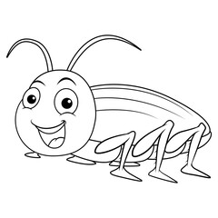 Cockroach cartoon smile line art
