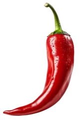 Fotobehang Spicy, juicy chili close-up. Isolated on a transparent background. KI. © Honey Bear