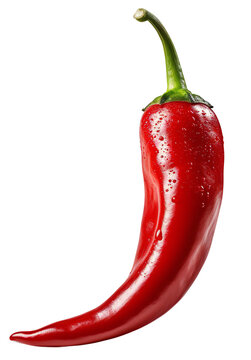 Spicy, juicy chili close-up. Isolated on a transparent background. KI.
