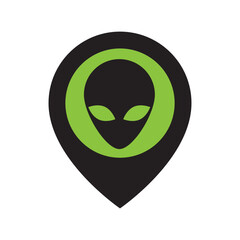 Alien head inside location pin icon