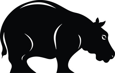 Hippopotamus Logo Monochrome Design Style
