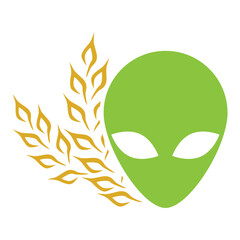 wheat and alien head, vector