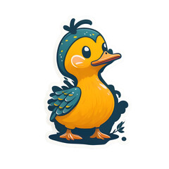Duck Sticker illustration, Png Image Ready To Use. Animal Sticker Design Series
