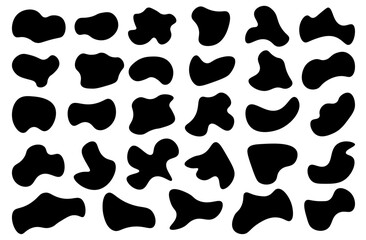 shape set, Random blobs print. Black Form Abstract  style design simple rounded