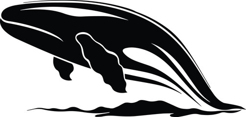 Humpback Whale Logo Monochrome Design Style
