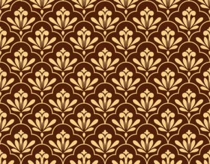 Zelfklevend Fotobehang Flower geometric pattern. Seamless vector background. Gold and brown ornament © ELENA