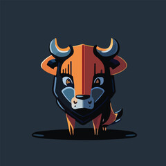 Cute Buffalo Vector Logo Icon Sports Mascot flat vector illustration