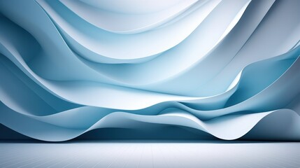 Beautiful futuristic Geometric background for your presentation. Textured intricate 3D wall in light blue and white tones