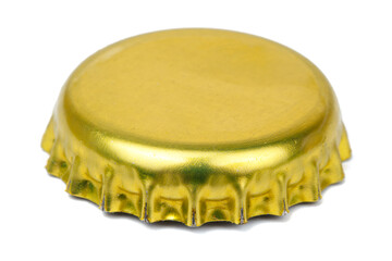 Crown cap bottle gold silver metal isolated on the white clipping path