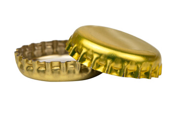 Crown cap bottle gold silver metal isolated on the white clipping path