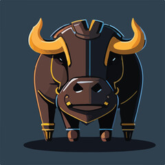 Cute Bull Vector Logo Icon Sports Mascot flat vector illustration