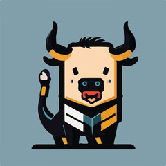 Cute Bull Vector Logo Icon Sports Mascot flat vector illustration